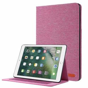 Horizontal Flip TPU + Fabric PU Leather Protective Case with Name Card Clip For iPad 9.7 (2017/2018) & iPad Air & Air2 & iPad Pro 9.7(Rose Red)