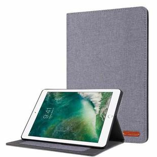 Horizontal Flip TPU + Fabric PU Leather Protective Case with Name Card Clip For iPad 10.2 2021 / 2020 / 2019(Grey)