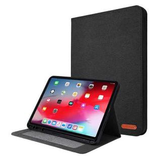 Horizontal Flip TPU + Fabric PU Leather Protective Case with Name Card Clip For iPad Air 2020 10.9 / iPad Pro 11 2021 / 2020 / 2018(Black)