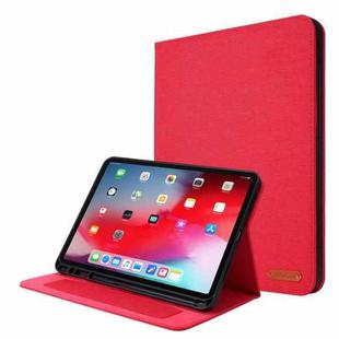 Horizontal Flip TPU + Fabric PU Leather Protective Case with Name Card Clip For iPad Air 2020 10.9 / iPad Pro 11 2021 / 2020 / 2018(Red)