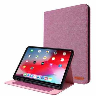 Horizontal Flip TPU + Fabric PU Leather Protective Case with Name Card Clip For iPad Air 2020 10.9 / iPad Pro 11 2021 / 2020 / 2018(Rose Red)