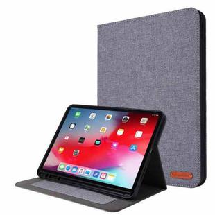 Horizontal Flip TPU + Fabric PU Leather Protective Case with Name Card Clip For iPad Air 2020 10.9 / iPad Pro 11 2021 / 2020 / 2018 (Grey)