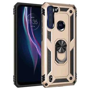 For Motorola Moto One Fusion Shockproof TPU + PC Protective Case with 360 Degree Rotating Holder(Gold)