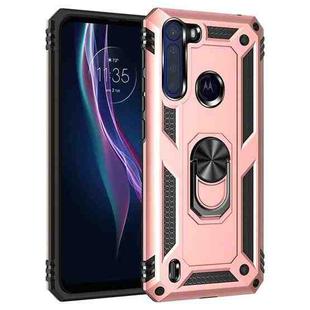 For Motorola Moto One Fusion Shockproof TPU + PC Protective Case with 360 Degree Rotating Holder(Rose Gold)