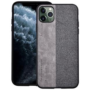 For iPhone 11 Shockproof Hot-pressed Splicing PU + Cloth Protective Case(Grey)