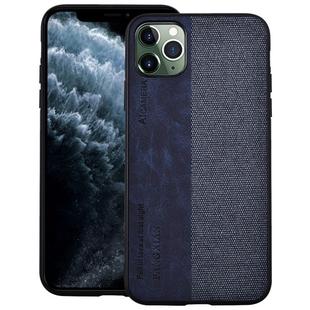 For iPhone 11 Pro Shockproof Hot-pressed Splicing PU + Cloth Protective Case(Dark Blue)