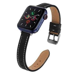 Vintage Leather Watch Band, Width: 14mm For Apple Watch Series 8&7 41mm / SE 2&6&SE&5&4 40mm / 3&2&1 38mm(Black)