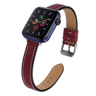 Vintage Leather Watch Band, Width: 14mm For Apple Watch Series 8&7 41mm / SE 2&6&SE&5&4 40mm / 3&2&1 38mm(Wine Red)