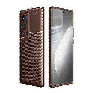 For vivo X60 Pro+ Carbon Fiber Texture Shockproof TPU Case(Brown)