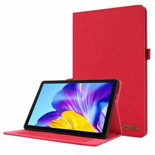 For Huawei Enjoy Tablet 2 10.1 / T10 / T10S Horizontal Flip TPU + Fabric PU Leather Protective Case with Name Card Clip(Red)