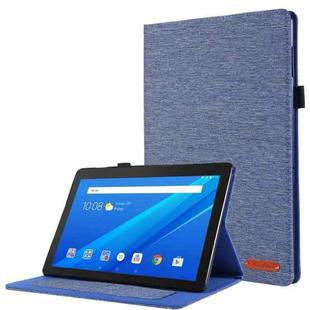 For Lenovo Tab E10 Horizontal Flip TPU + Fabric PU Leather Protective Case with Name Card Clip(Dark Blue)