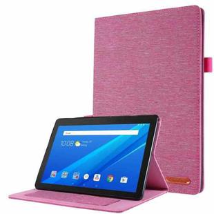 For Lenovo Tab E10 Horizontal Flip TPU + Fabric PU Leather Protective Case with Name Card Clip(Rose Red)