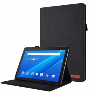 For Lenovo Tab M10 Horizontal Flip TPU + Fabric PU Leather Protective Case with Name Card Clip(Black)