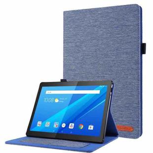 For Lenovo Tab P10 Horizontal Flip TPU + Fabric PU Leather Protective Case with Name Card Clip(Dark Blue)