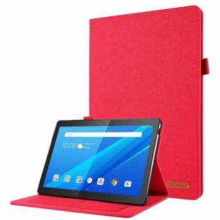 For Lenovo Tab P10 Horizontal Flip TPU + Fabric PU Leather Protective Case with Name Card Clip(Red)