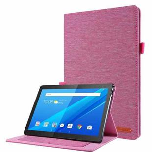 For Lenovo Tab P10 Horizontal Flip TPU + Fabric PU Leather Protective Case with Name Card Clip(Rose Red)
