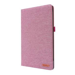 For Lenovo Tab P11 Horizontal Flip TPU + Fabric PU Leather Protective Case with Name Card Clip(Rose Red)