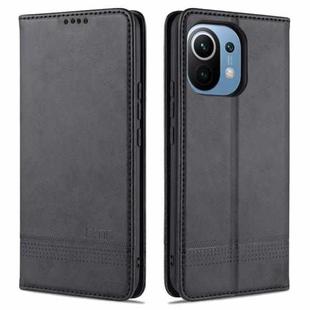 For Xiaomi Mi 11 AZNS Magnetic Calf Texture Horizontal Flip Leather Case with Card Slots & Holder & Wallet(Black)