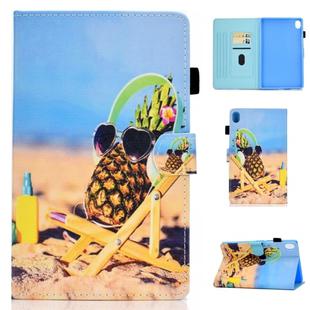 For Huawei MediaPad M6 8.4 Colored Drawing Stitching Horizontal Flip Leather Case, with Holder & Card Slots(Pineapple)