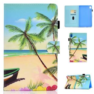 For Huawei MediaPad M6 8.4 Colored Drawing Stitching Horizontal Flip Leather Case, with Holder & Card Slots(Sandbeach)