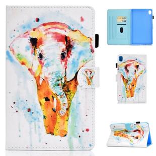 For Huawei MediaPad M6 10.8 Colored Drawing Stitching Horizontal Flip Leather Case, with Holder & Card Slots(Watercolor Elephant)