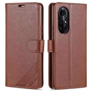 For Huawei nova 8 Pro 5G AZNS Sheepskin Texture Horizontal Flip Leather Case with Holder & Card Slots & Wallet(Brown)