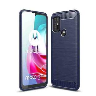 For Motorola Moto G30 / G10  Brushed Texture Carbon Fiber TPU Case(Navy Blue)