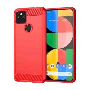 For Google Pixel 5a Brushed Texture Carbon Fiber TPU Case(Red)