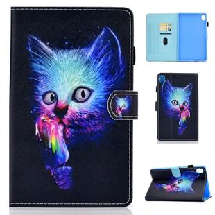 For Huawei MediaPad M6 8.4 Colored Drawing Stitching Horizontal Flip Leather Case, with Holder & Card Slots(Super Cat)