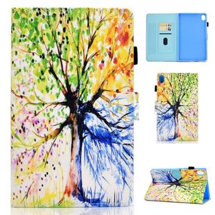 For Huawei MediaPad M6 10.8 Colored Drawing Stitching Horizontal Flip Leather Case, with Holder & Card Slots(Colorful Tree)