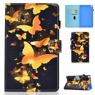 For Galaxy Tab A 8.0 2019 / T290 Colored Drawing Stitching Horizontal Flip Leather Case, with Holder & Card Slots(Golden Butterfly)