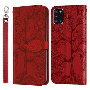 For Samsung Galaxy A31 Life of Tree Embossing Pattern Horizontal Flip Leather Case with Holder & Card Slot & Wallet & Photo Frame & Lanyard(Red)