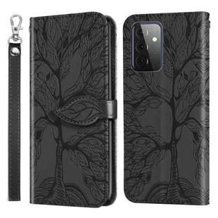 For Samsung Galaxy A72 5G / 4G Life of Tree Embossing Pattern Horizontal Flip Leather Case with Holder & Card Slot & Wallet & Photo Frame & Lanyard(Black)
