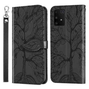 For Samsung Galaxy A91 Life of Tree Embossing Pattern Horizontal Flip Leather Case with Holder & Card Slot & Wallet & Photo Frame & Lanyard(Black)