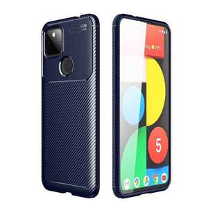 For Google Pixel 5a Carbon Fiber Texture Shockproof TPU Case(Blue)