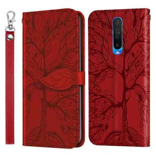 For Xiaomi Redmi K30 Life of Tree Embossing Pattern Horizontal Flip Leather Case with Holder & Card Slot & Wallet & Photo Frame & Lanyard(Red)
