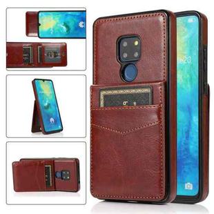 For Huawei Mate 20 Solid Color PC + TPU Protective Case with Holder & Card Slots(Brown)