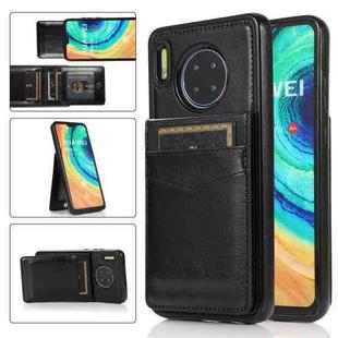 For Huawei Mate 30 Solid Color PC + TPU Protective Case with Holder & Card Slots(Black)