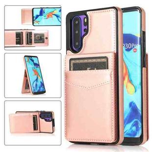 For Huawei P30 Pro Solid Color PC + TPU Protective Case with Holder & Card Slots(Rose Gold)