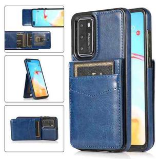 For Huawei P40 Solid Color PC + TPU Protective Case with Holder & Card Slots(Blue)