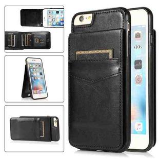 Solid Color PC + TPU Protective Case with Holder & Card Slots For iPhone 6 Plus(Black)