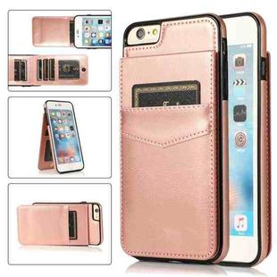 Solid Color PC + TPU Protective Case with Holder & Card Slots For iPhone 6 Plus(Rose Gold)