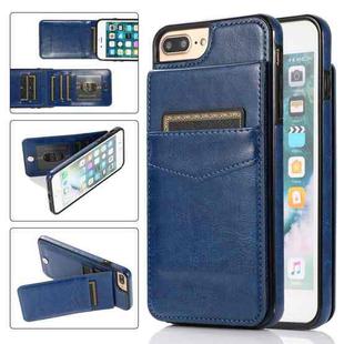 Solid Color PC + TPU Protective Case with Holder & Card Slots For iPhone 8 Plus / 7 Plus(Blue)