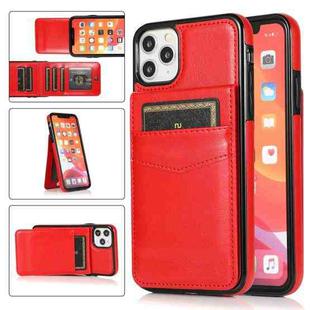 For iPhone 11 Solid Color PC + TPU Protective Case with Holder & Card Slots (Red)