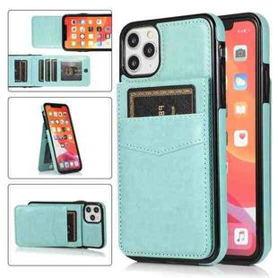 For iPhone 11 Solid Color PC + TPU Protective Case with Holder & Card Slots (Green)