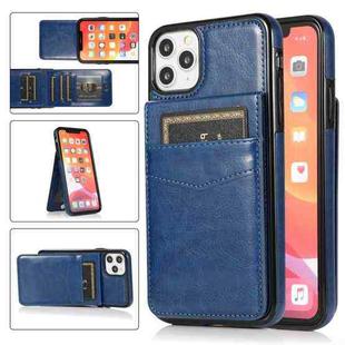 For iPhone 11 Pro Solid Color PC + TPU Protective Case with Holder & Card Slots (Blue)