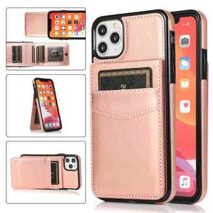 For iPhone 11 Pro Solid Color PC + TPU Protective Case with Holder & Card Slots (Rose Gold)