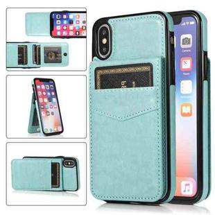 For iPhone XS Max Solid Color PC + TPU Protective Case with Holder & Card Slots(Green)