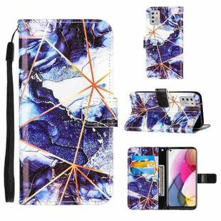 For Motorola Moto G Stylus (2021) Marble Stitching Horizontal Flip PU Leather Case with Holder & Card Slots & Wallet & Lanyard(Navy Blue)