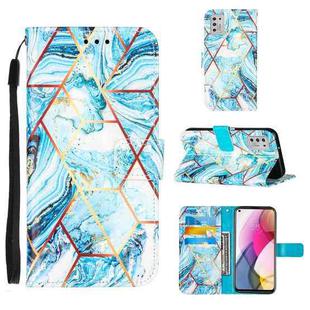 For Motorola Moto G Stylus (2021) Marble Stitching Horizontal Flip PU Leather Case with Holder & Card Slots & Wallet & Lanyard(Blue)